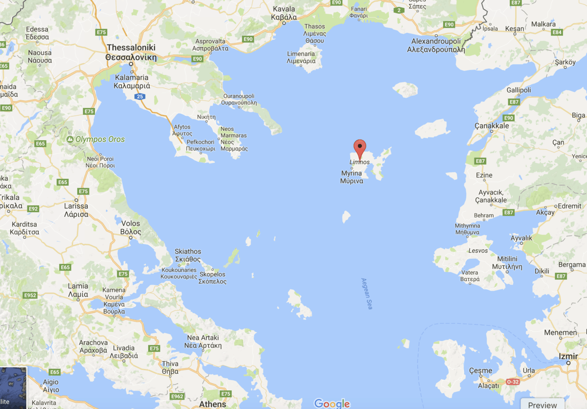 Karte Zeigt Limnos