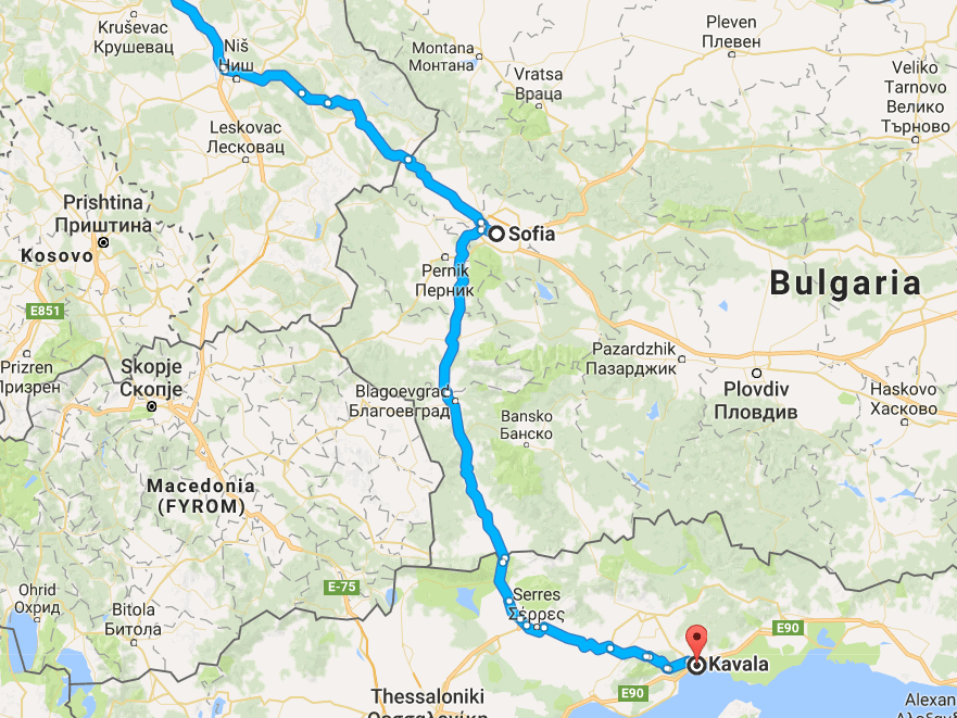 Griechenland Am Landweg 6 Karte Zeigt Route Nach Griechenland Durch Bulgarien