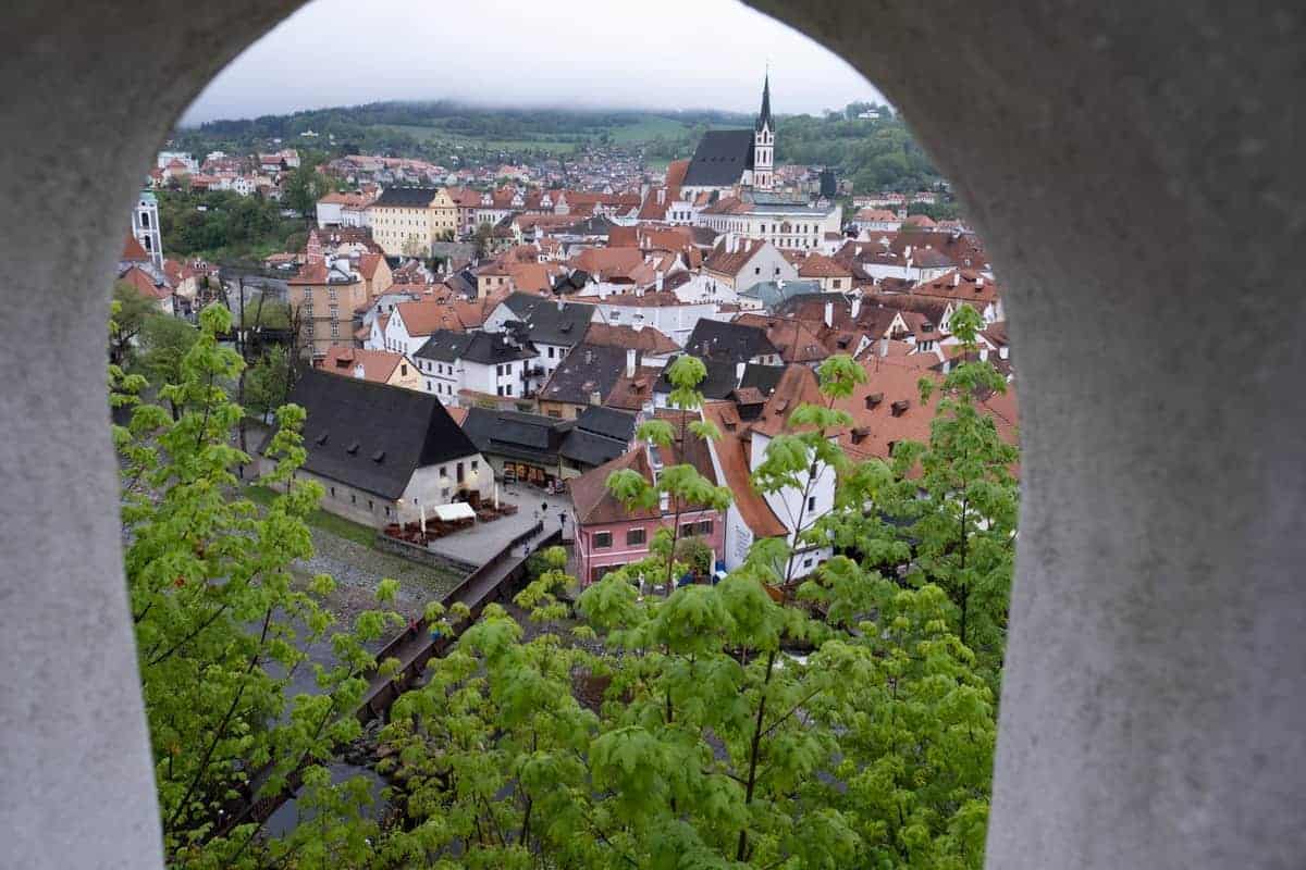 Panoramablick Aus Einem Fenster Im Schloss Cesky Krumlov