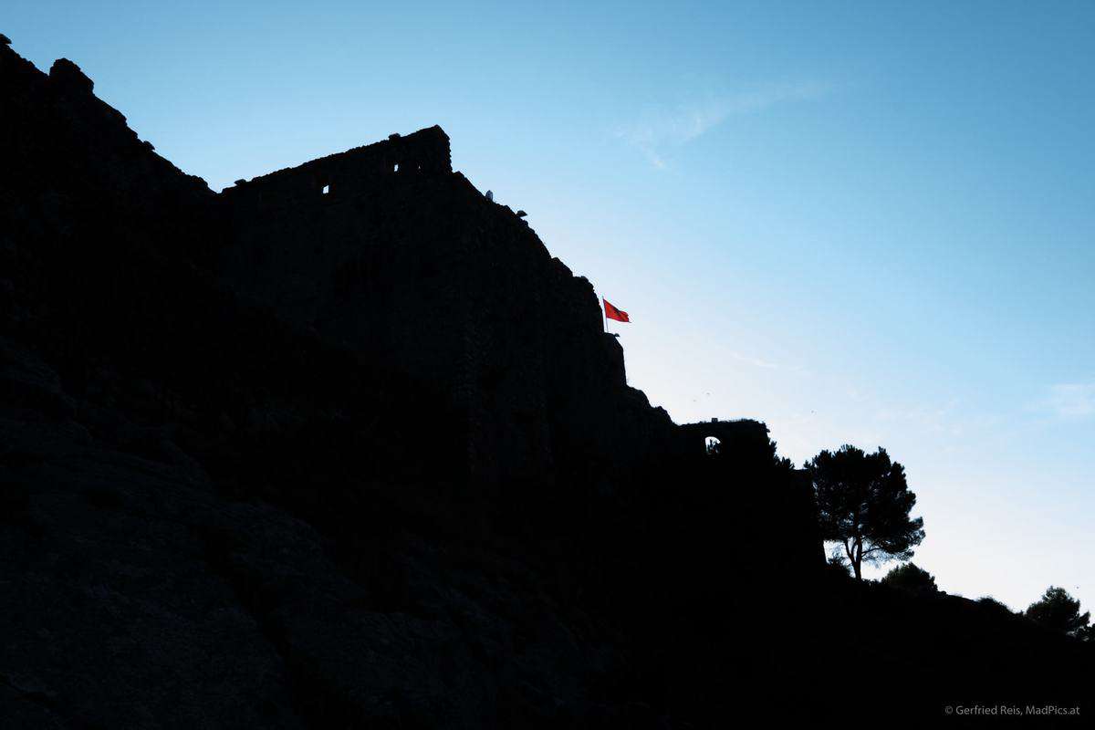 Silhouette Der Burg Rozafa In Shkodra