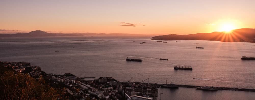 Vom Fels Von Gibraltar Auf Die Straße Von Gibraltar Blicken