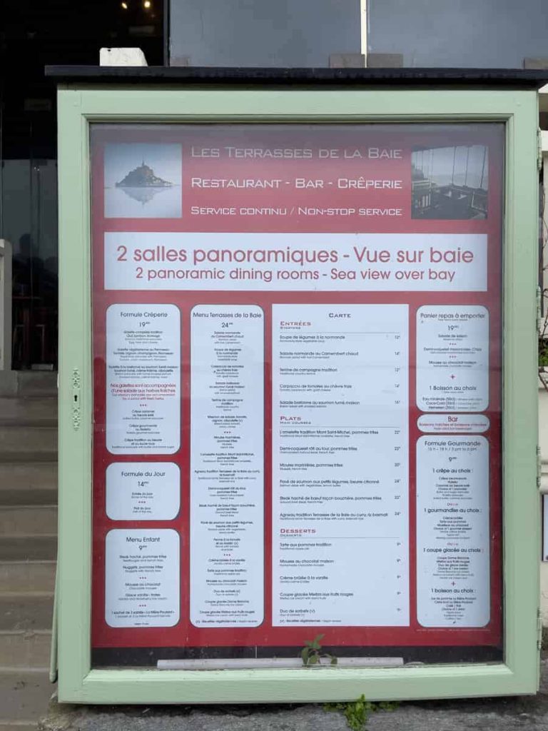 Der Mont-Saint-Michel Mit Dem Wohnmobil 14 Speisekarte Eines Restaurants Am Mont Saint Michel