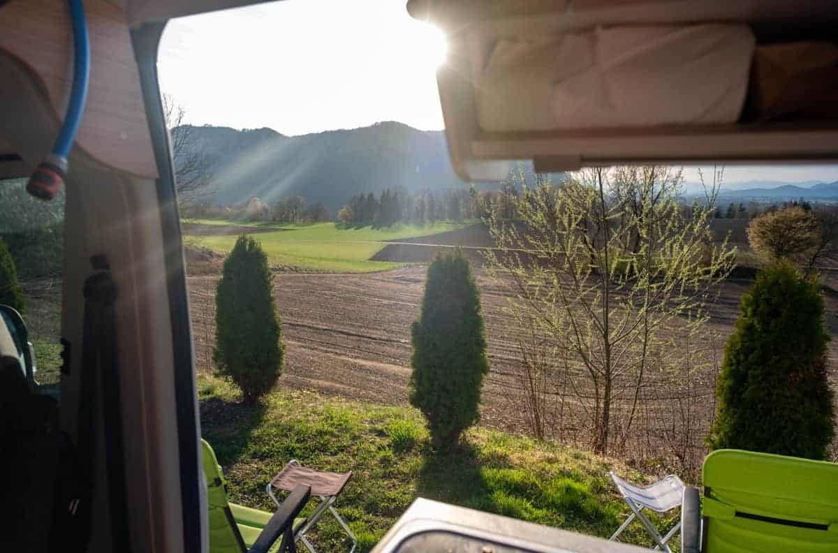 Schöner Ausblick Aus Der Schiebetüre Über Kärnten