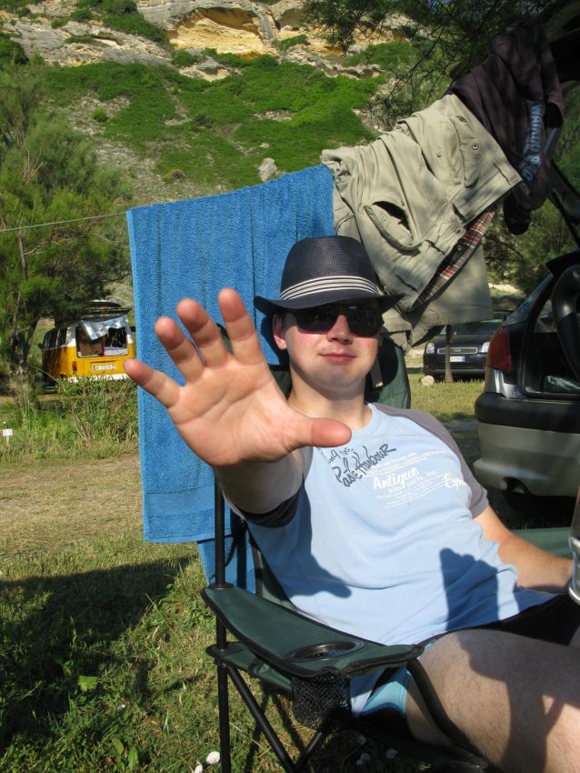 Wir Beim Zelt-Campen Auf Korsika