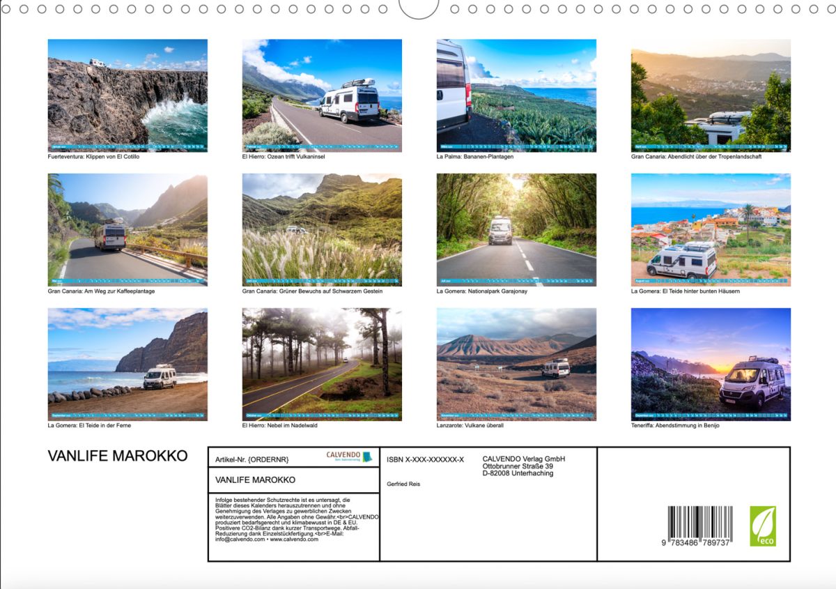 Rückseite Fotokalender Kanaren Per Wohnmobil